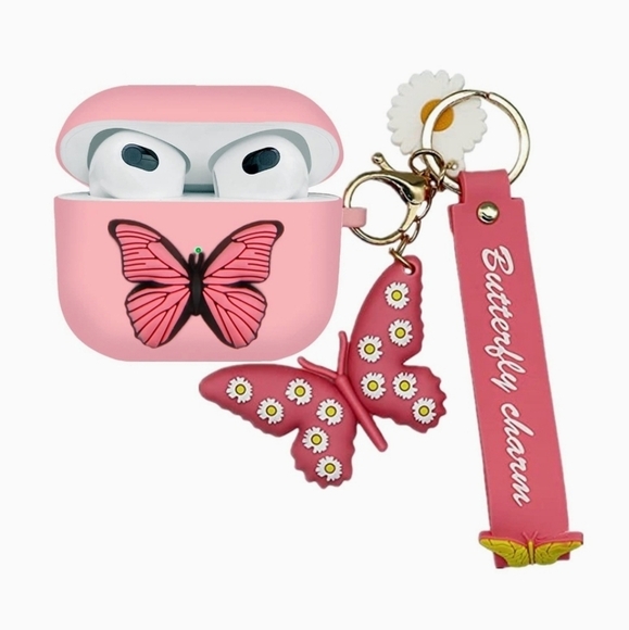 Pink Airpods Case Butterfly Airpods Pro Case Airpods 3rd Gen Case Silicone - Picture 6 of 6